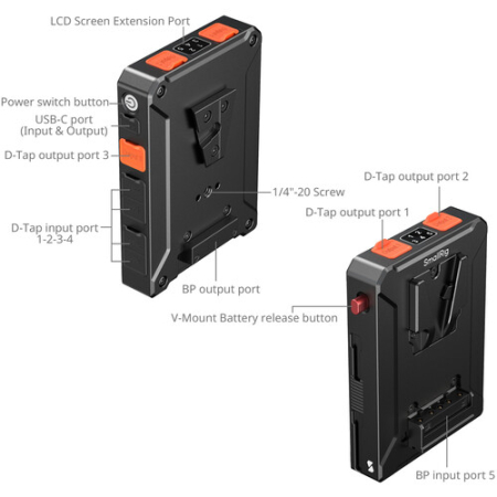 SmallRig 5653 - inteligentny adapter zasilania z płytka montażową do akumulatorów V-Mount (wersja podstawowa) - szczegóły